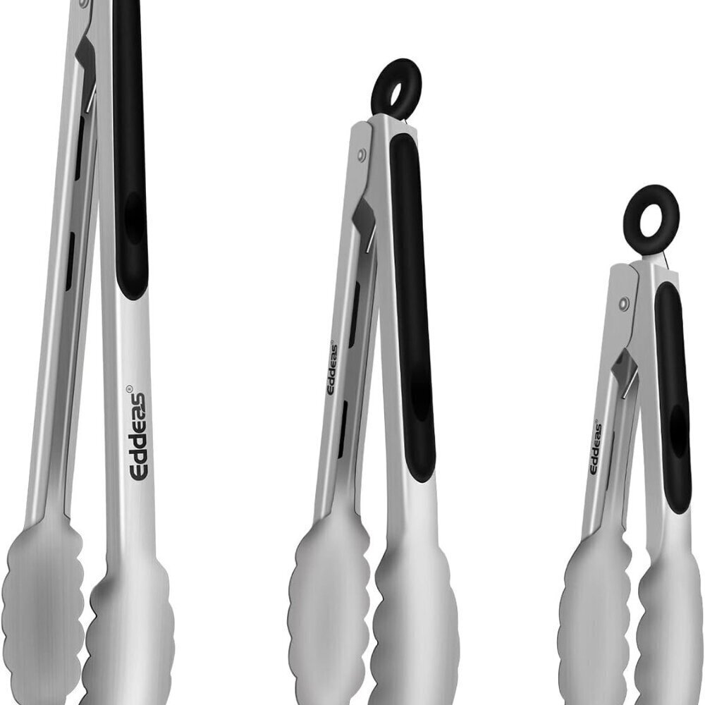 Stainless Steel Kitchen Tongs Set of 3, Heat Resistant 600F